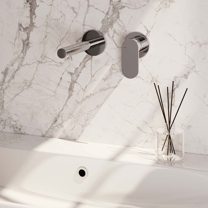 Brauer Chrome Edition inbouw wastafelmengkraan, rechte uitloop, rozetten C1 chroom