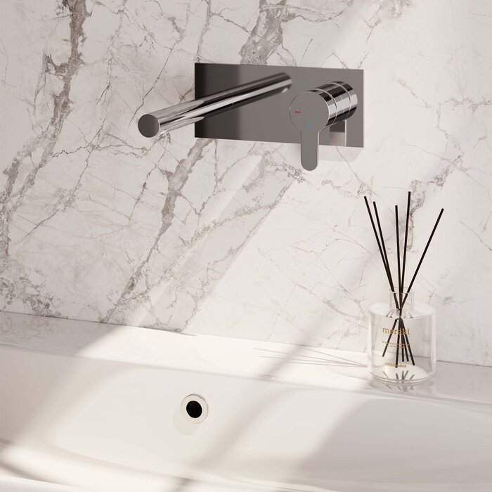 Brauer Chrome Edition inbouw wastafelmengkraan, rechte uitloop, afdekplaat D1 chroom