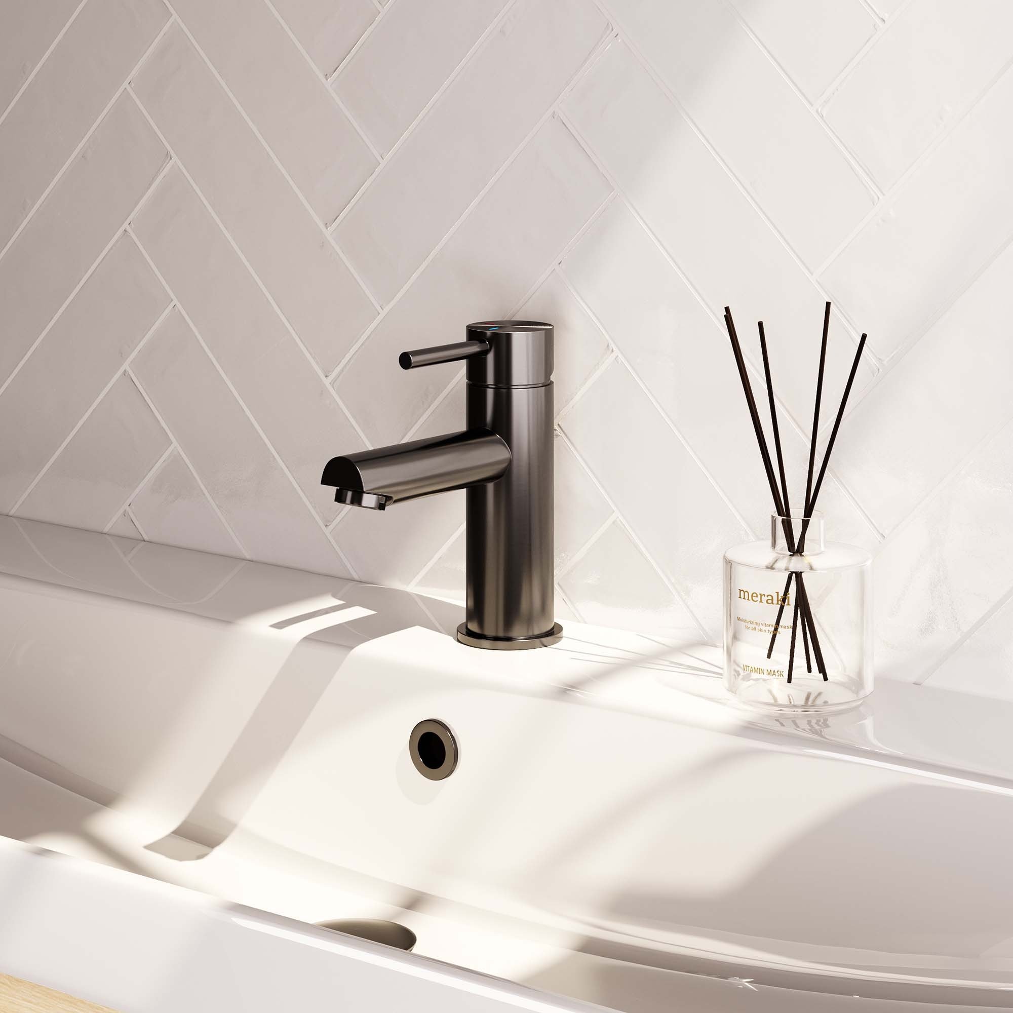 Brauer BRAUER Gunmetal Carving lage opbouw wastafelmengkraan model A gunmetal geborsteld PVD