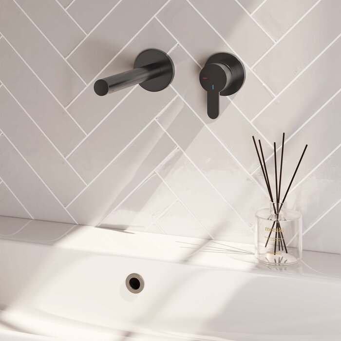 Brauer BRAUER Gunmetal Edition inbouw wastafelmengkraan met rechte uitloop en rozetten model D1 gunmetal geborsteld PVD