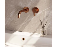 Brauer Inbouw wastafelmengkraan met gebogen uitloop- E1 koper geborsteld PVD