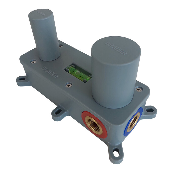 Brauer Brushed Edition inbouw wastafelmengkraan met gebogen uitloop, rozetten RVS geborsteld PVD