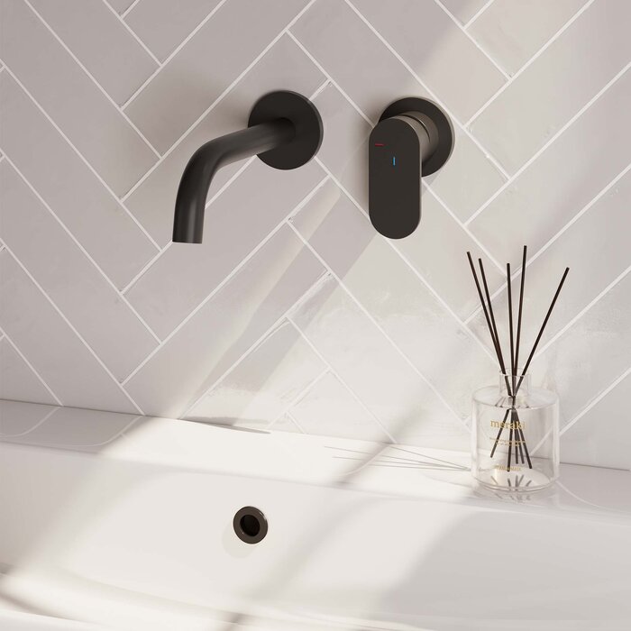 Brauer Black Edition inbouw wastafelmengkraan met gebogen uitloop en rozetten - model C1 mat zwart