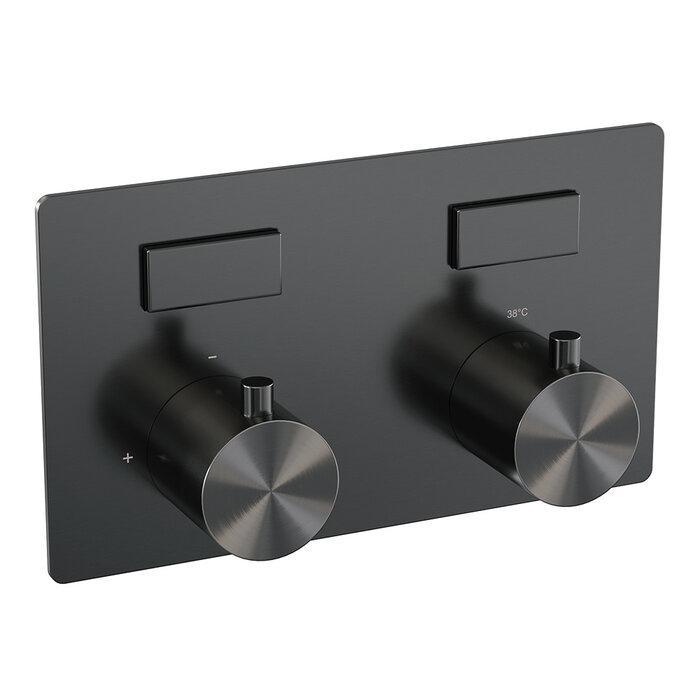 Brauer Gunmetal Edition thermostatische inbouw badkraan SET 04 met badvulcombinatie en handdouche