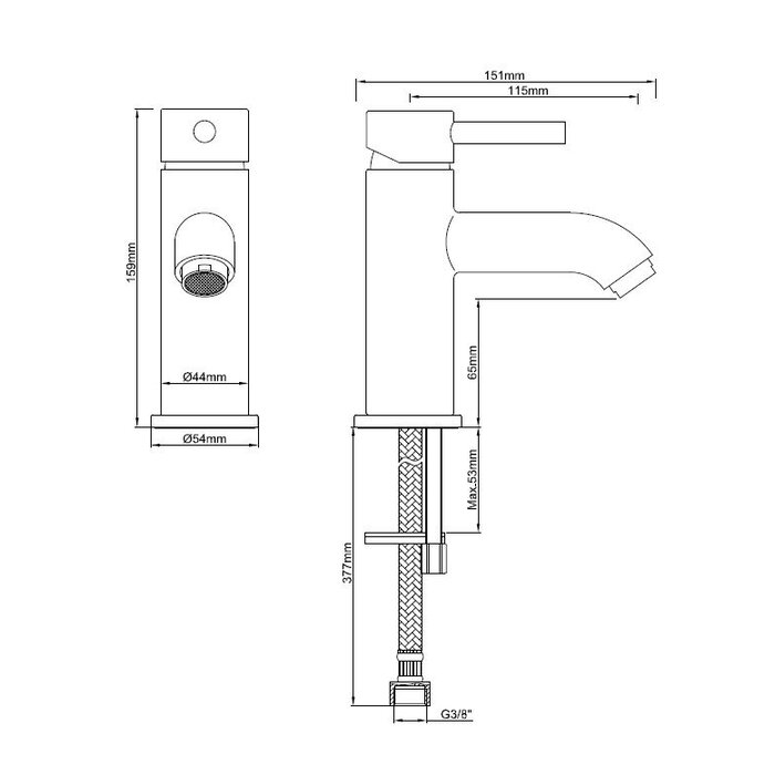 Wiesbaden Cadans wastafelmengkraan laag gunmetal