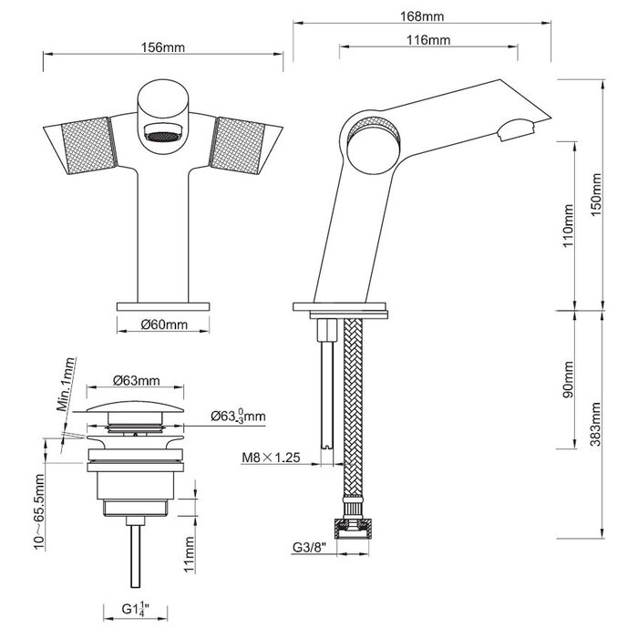Concorde wastafelkraan met clickwaste chroom