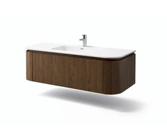 DBC badkamermeubel Walnut 120cm met Solid Surface wastafelblad 120cm met kraangat