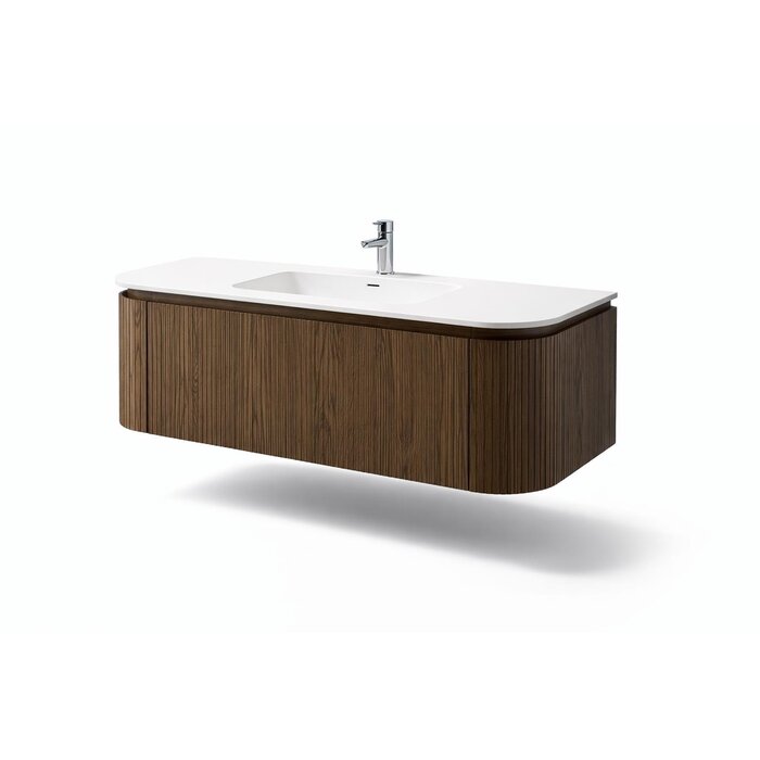DBC badkamermeubel Walnut 120cm met Solid Surface wastafelblad 120cm met kraangat