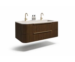 Dutch Bathroom Company DBC Badkamermeubel round shadow verticaal gefreesd 120x45x52cm