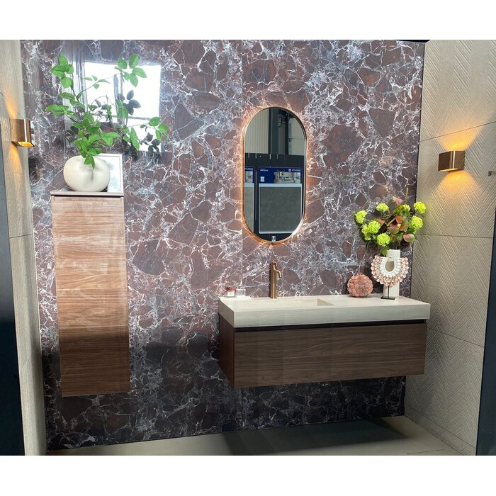 Dutch Bathroom Company RVS Ovale wandlamp onder+boven verlichting met IP44 en dimbaar