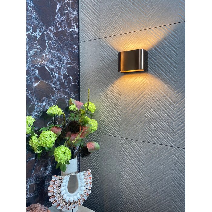 Dutch Bathroom Company RVS Ovale wandlamp onder+boven verlichting met IP44 en dimbaar