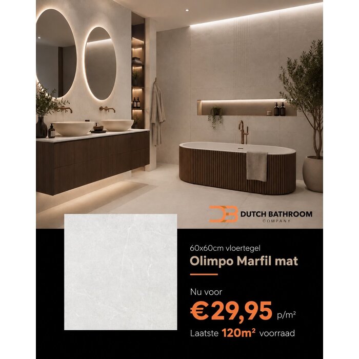 Vloertegel Olimpo Marfil Mat 60x60 rett