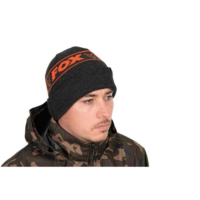 FOX Collection Beanie Hat Black & Orange