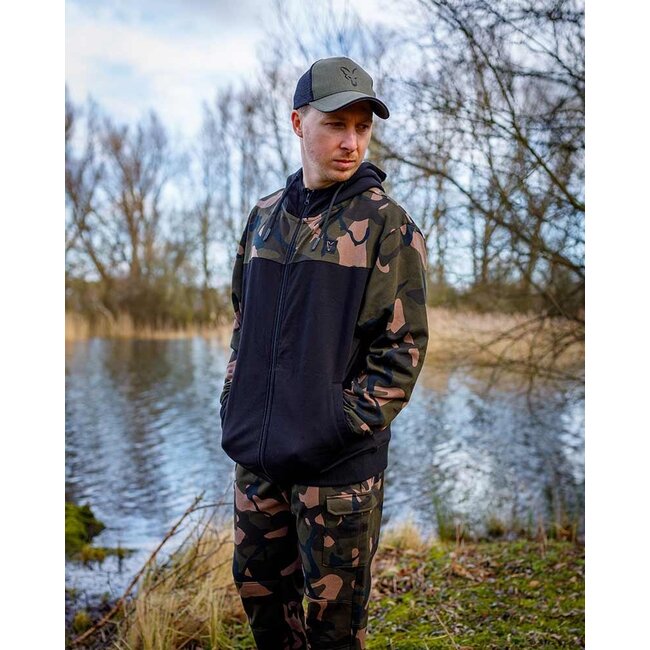 FOX LW Noir / Camo Split Zip Hoody