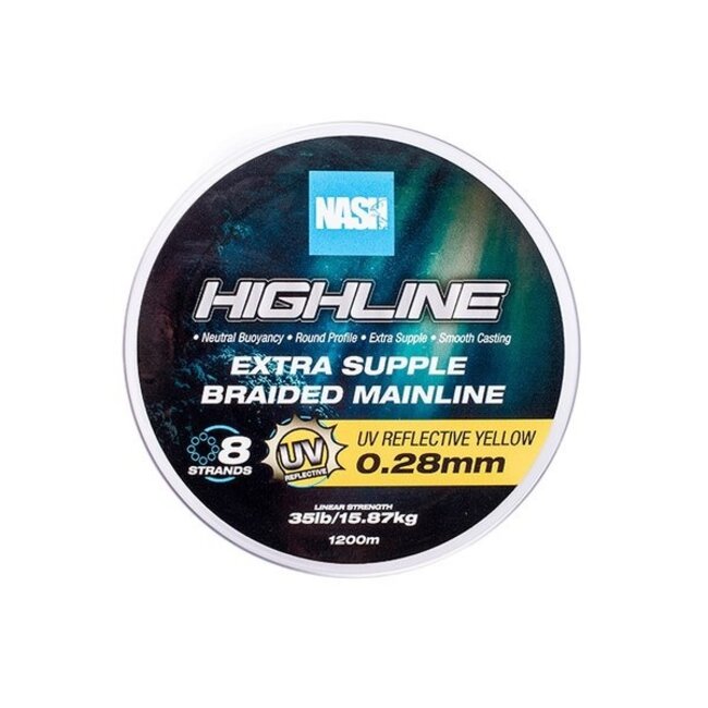 Nash Highline Tresse extra souple - Jaune Uv - 1200m