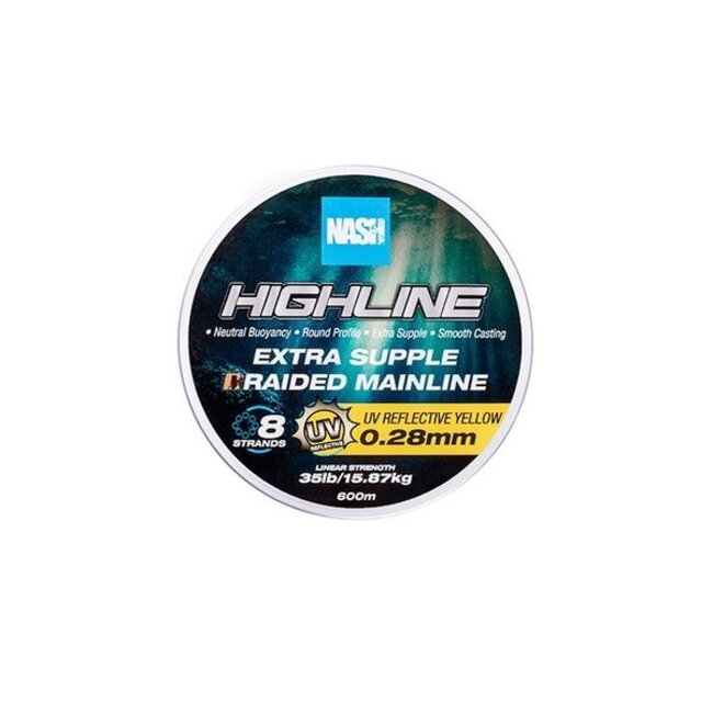 Nash Highline Tresse extra souple - Jaune Uv - 600m