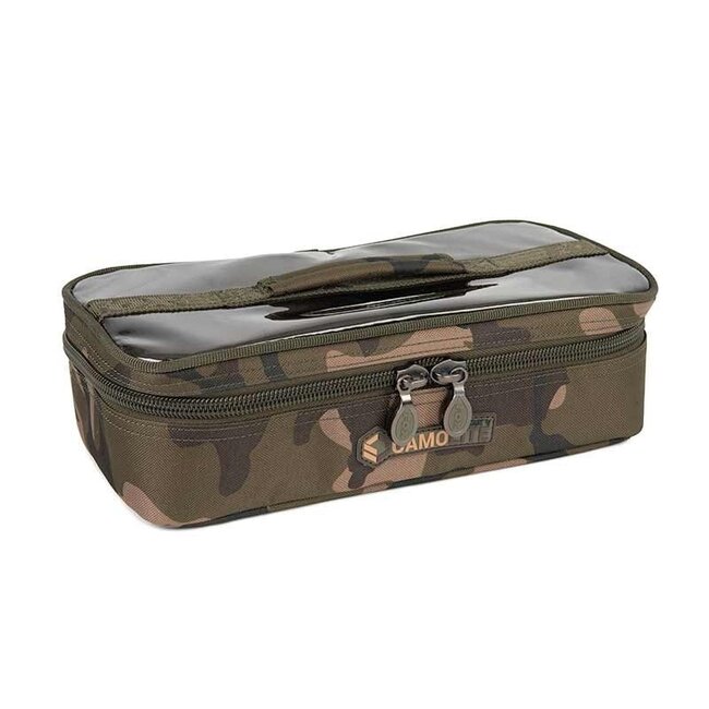 FOX Camolite 12 Pot Hookbait Case - Sacoche à hameçons résistante à l'eau avec 12 pots en Fox Camo