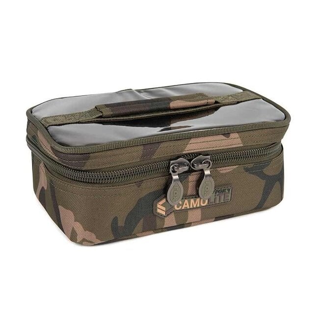 FOX Camolite 8 Pot Hookbait Case - Sacoche à hameçons résistante à l'eau avec 8 pots en Fox Camo