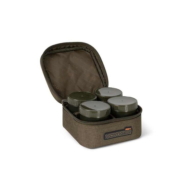FOX Voyager 6 Pot Hookbait Case pour le stockage des hameçons, des dips et des liquides