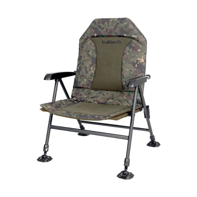 Trakker Chaise inclinable RLX - Chaise de pêche confortable avec dossier réglable et Trakker Camo