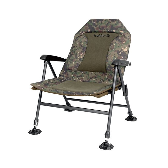Trakker Chaise inclinable RLX - Chaise de pêche confortable avec dossier réglable et Trakker Camo