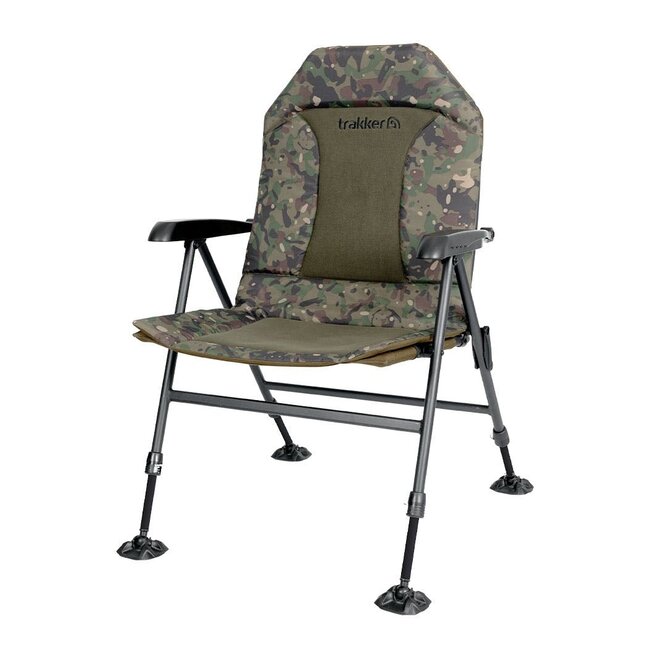 Trakker Chaise inclinable RLX - Chaise de pêche confortable avec dossier réglable et Trakker Camo