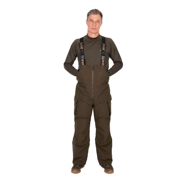 FOX Sherpa Tec Salopettes - Pantalon d'hiver avec Sherpa Fleece - Khaki - Imperméable