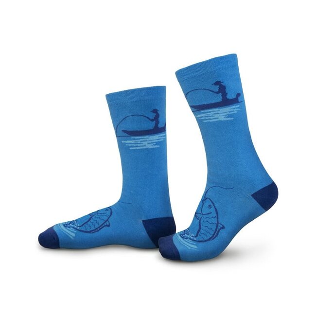 Delphin Happy Fishing - Chaussettes - Confortables - Taille 41-46 - bleu