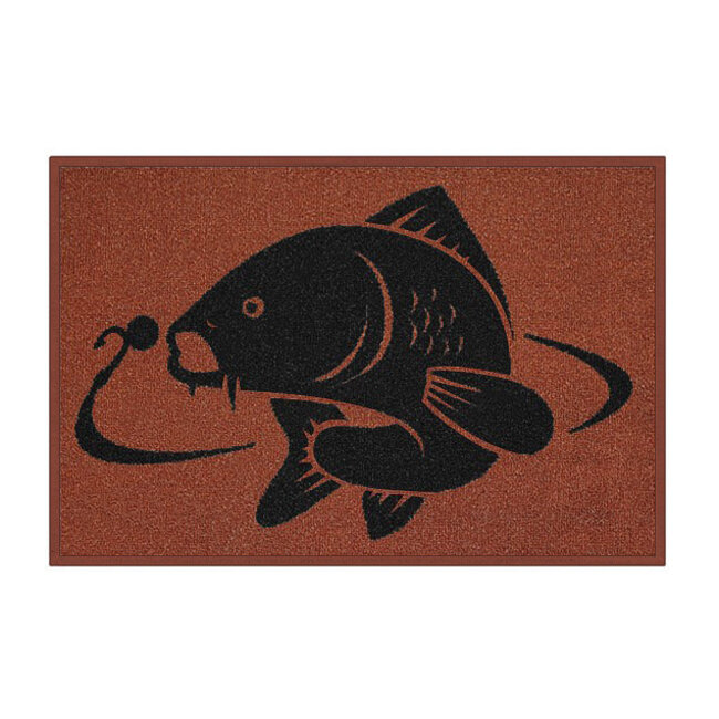 Delphin Tapis Carpe - Paillasson noir avec motif de carpe accrocheur