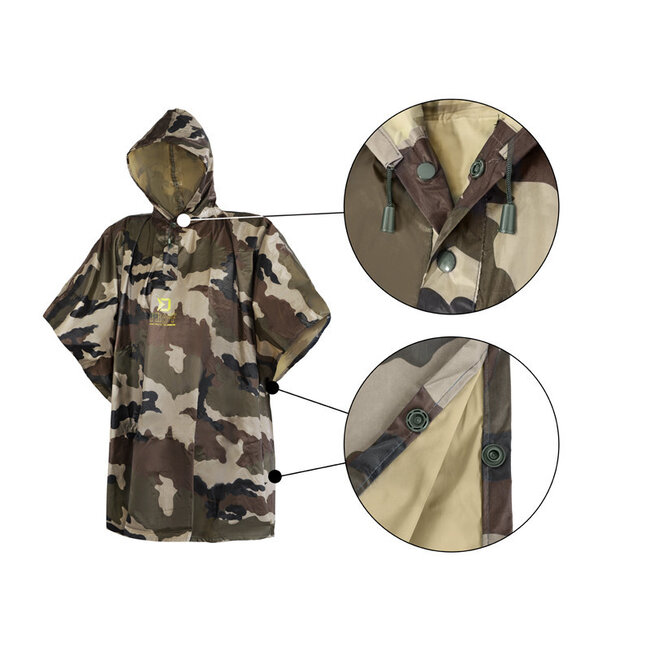 Delphin Poncho imperméable - Poncho de pluie camouflage avec format de transport compact