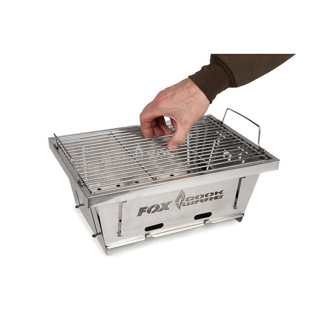 FOX Batterie de cuisine - BBQ pliable - acier inoxydable - pliable - avec sac de transport
