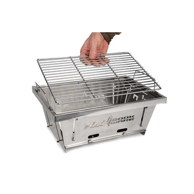 FOX Batterie de cuisine - BBQ pliable - acier inoxydable - pliable - avec sac de transport