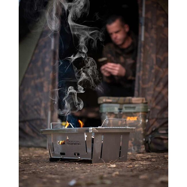 FOX Batterie de cuisine - BBQ pliable - acier inoxydable - pliable - avec sac de transport