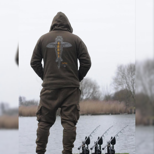 Vass Carp Rising - Sweat à capuche - Vert kaki - Intérieur en polaire - Vêtements