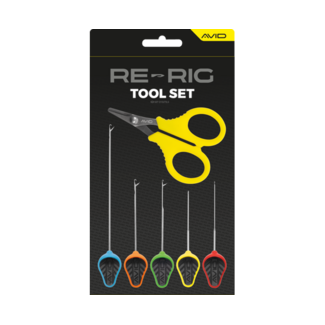 Avid Carp Kit d'outils Re-Rig - 5 aiguilles + ciseaux - Kit d'outils tout-en-un