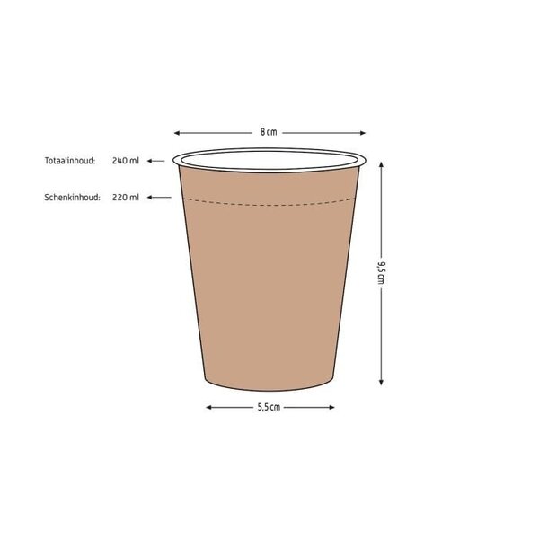 Biologisch Afbreekbare Koffiebekers 240ml - 50 stuks