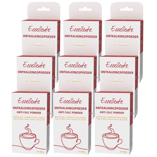 ECCELLENTE Ontkalkingspoeder voor Koffiemachines - 18x ontkalken - 18x 40 gram