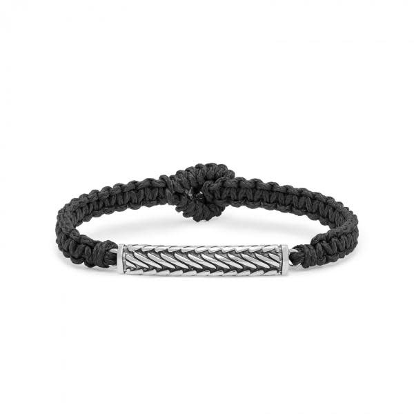 Silk Silk 688BLK.21, armband paracord zilver - Juwelier Langerak