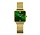 Zinzi ZIW1735, Goldplated square horloge met groene wijzerplaat