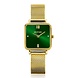 Zinzi Zinzi ZIW1735, Goldplated square horloge met groene wijzerplaat
