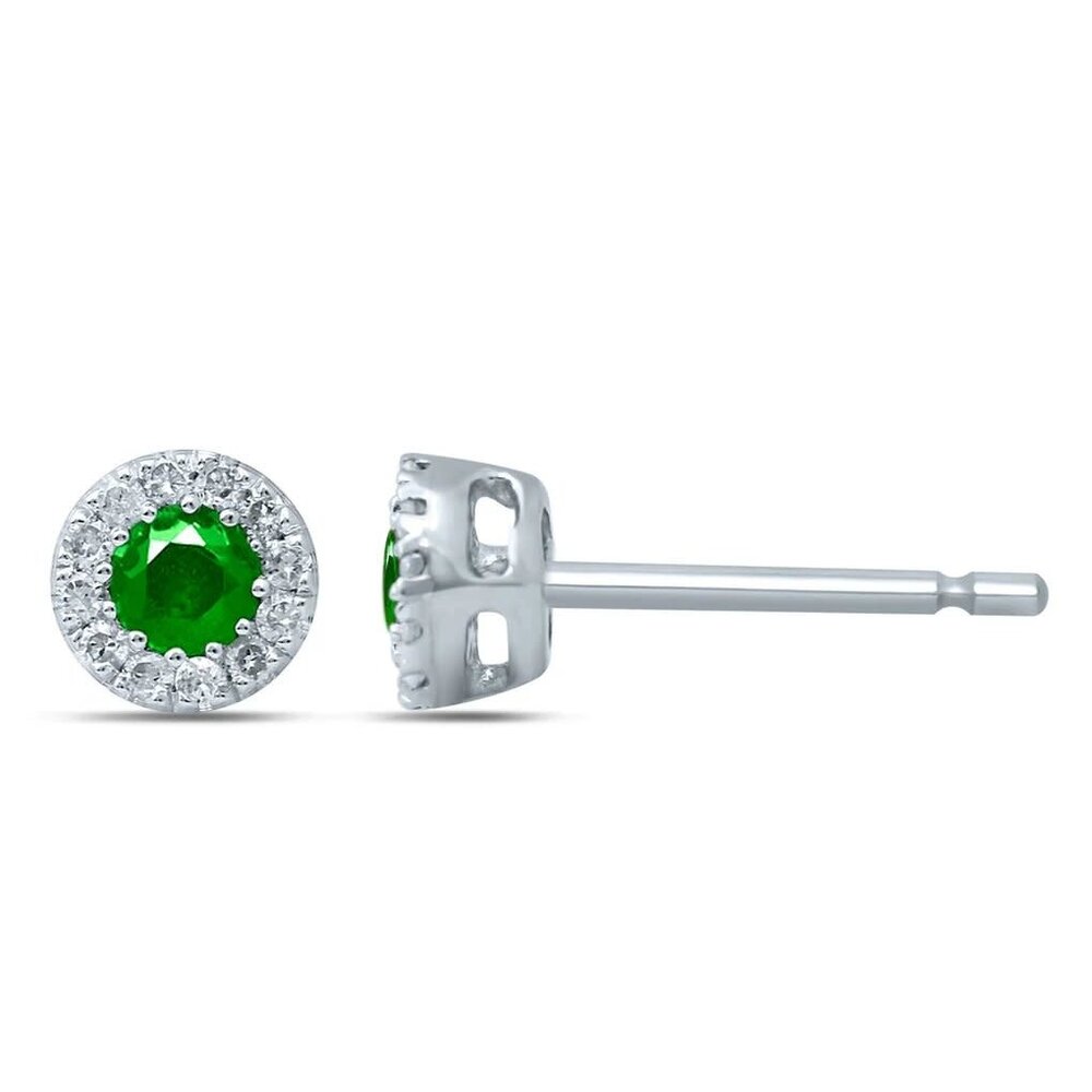 Langerak Diamonds Langerak Diamonds GTD332-E-W, Earstuds with emerald and diamonds