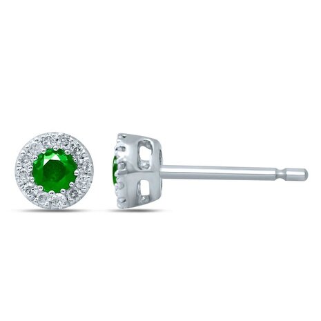Langerak Diamonds Langerak Diamonds GTD332-E-W, Earstuds with emerald and diamonds