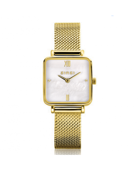 Zinzi Zinzi ZIW1734 Horloge goldplated mini vierkant met meshband Juwelier Langerak