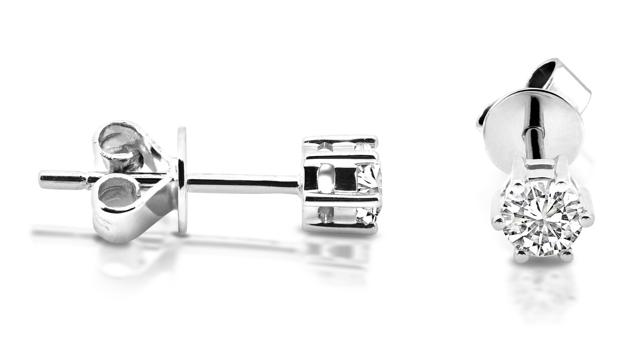 Langerak Diamonds Langerak Diamonds B02-W30, Oorstekers solitair briljant 14 krt witgoud