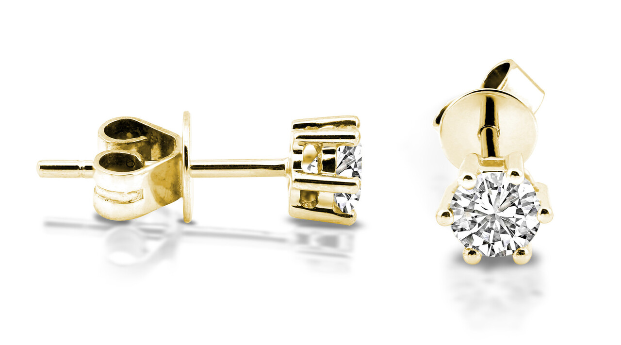 Langerak Diamonds Langerak Diamonds B02-G50, Oorstekers solitair 14 krt goud