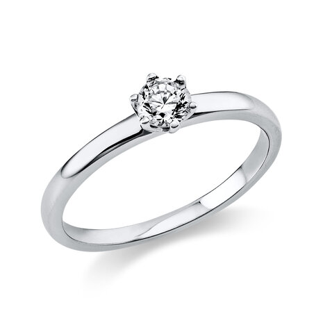 Langerak Natural Diamonds Langerak Diamonds 1O324W454-22, Ring solitair 14 krt witgoud
