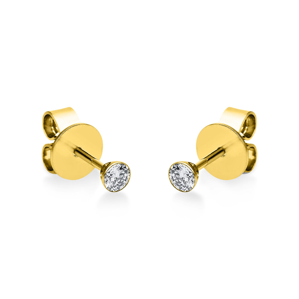 Langerak Natural Diamonds Langerak Diamonds 2G127G4-15, Solitair oorstekers 14 krt geelgoud