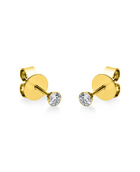 Langerak Diamonds Langerak Diamonds 2G127G4-15, Solitair oorstekers 14 krt geelgoud