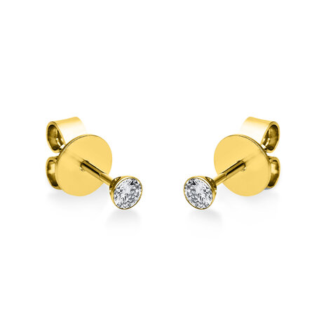 Langerak Natural Diamonds Langerak Diamonds 2G127G4-15, Solitair oorstekers 14 krt geelgoud