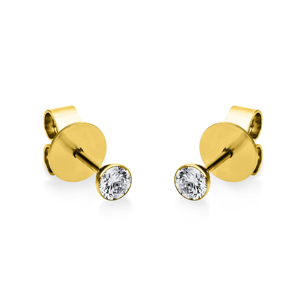 Langerak Diamonds Langerak Diamonds 2G129G4-14, Oorstekers solitair 14 krt geelgoud